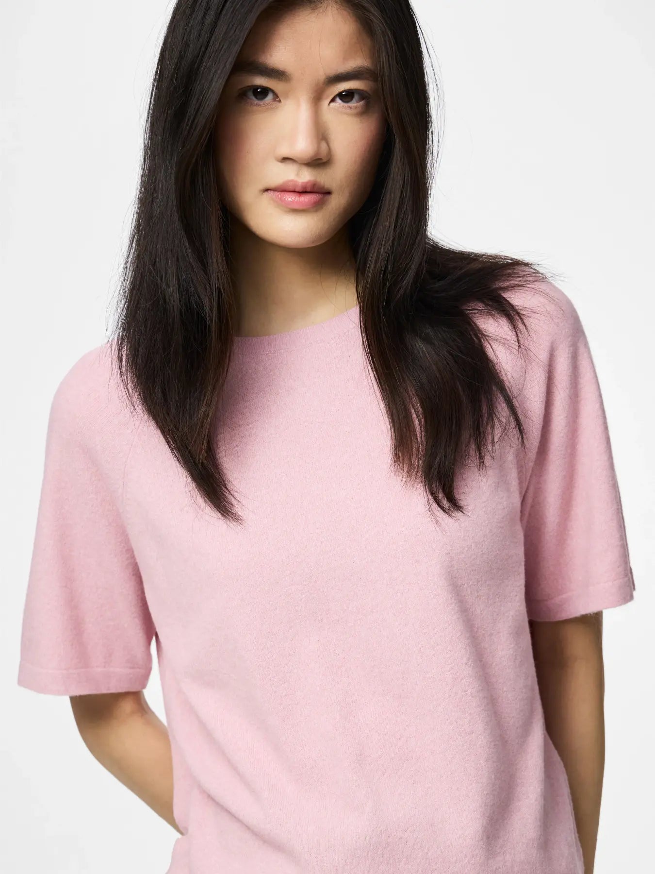 PCBREE SS O-NECK KNIT - Roseate Spoonbill Melange
