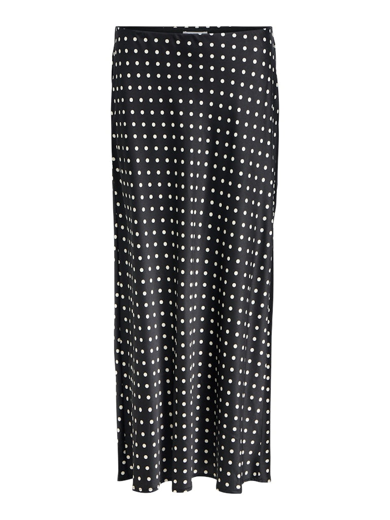 OBJSALLY MAXI SKIRT - Black White dots