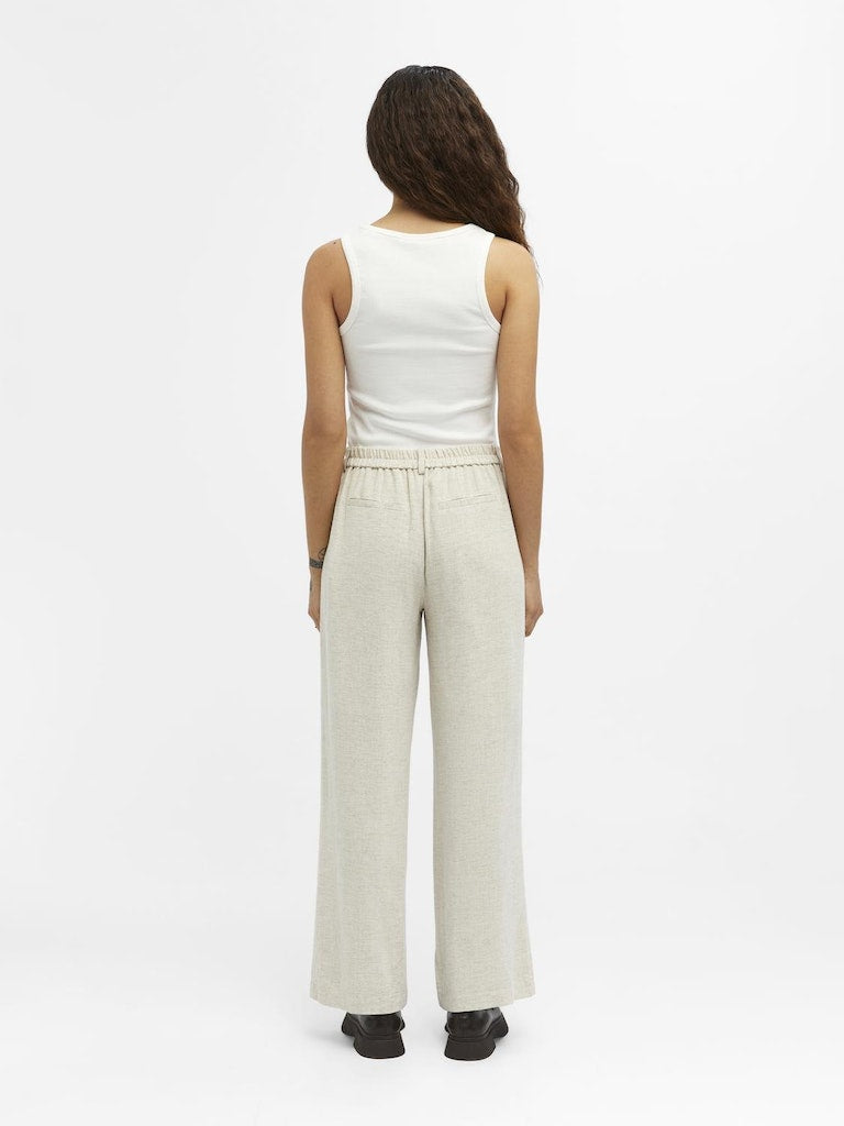 OBJSANNE ALINE WIDE PANT - Sandshell