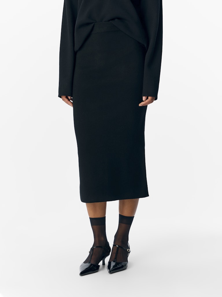 OBJREYNARD HW KNIT SKIRT - Black