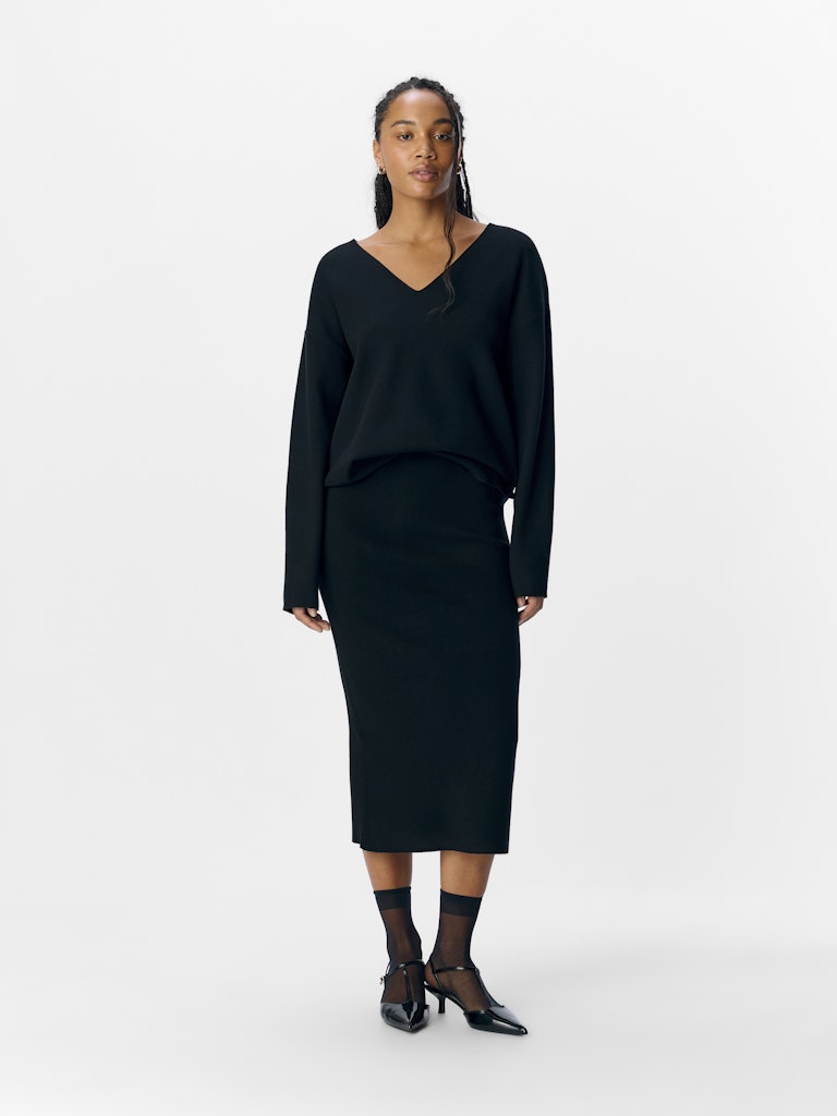 OBJREYNARD HW KNIT SKIRT - Black