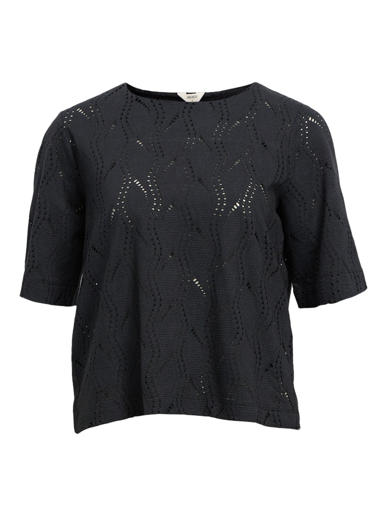 OBJAVA 2/4 LO O-NECK TOP - Black