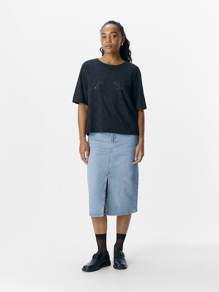 OBJAVA 2/4 LO O-NECK TOP - Black