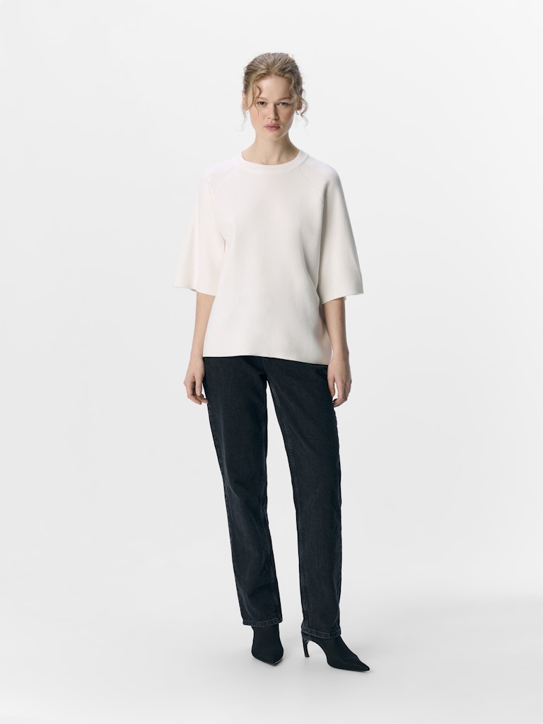 OBJREYNARD 2/4 KNIT PULLOVER - Cloud Dancer