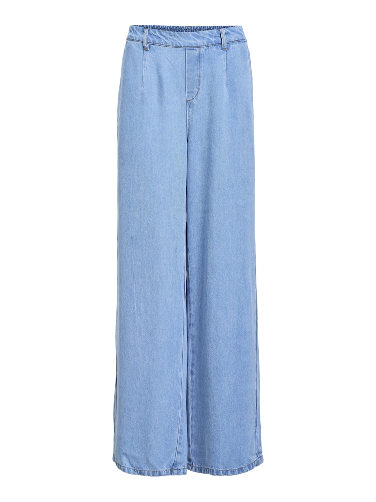 OBJFRAME LISA WIDE MW PANTS - Light Blue Denim