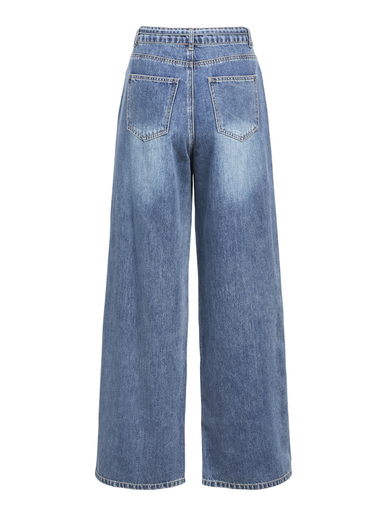 OBJROSIE MW WIDE JEANS - Medium Blue Denim