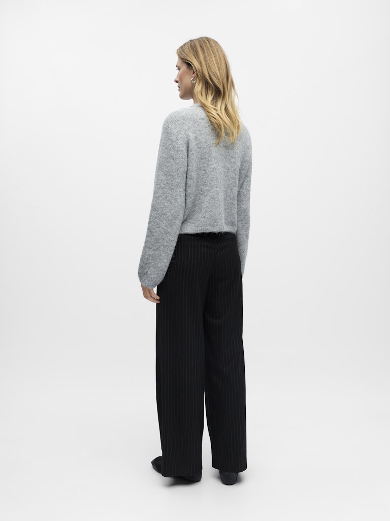 OBJSAGGIA RE L/S KNIT CARDIGAN - Medium Grey Melange
