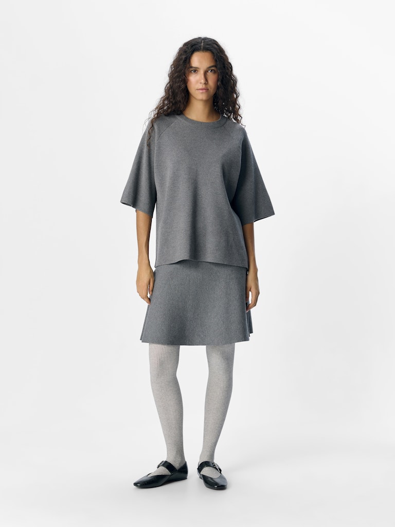 OBJREYNARD 2/4 KNIT PULLOVER - Medium Grey Melange