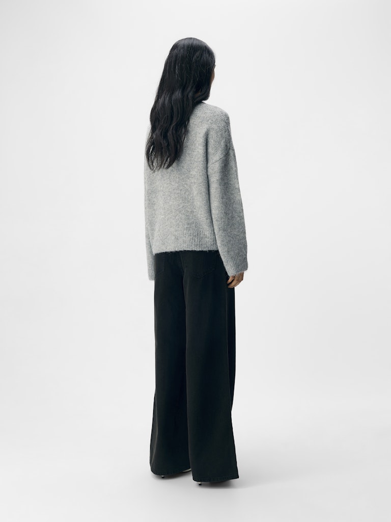OBJSAGGIA LS LO PULLOVER - Medium Grey Melange