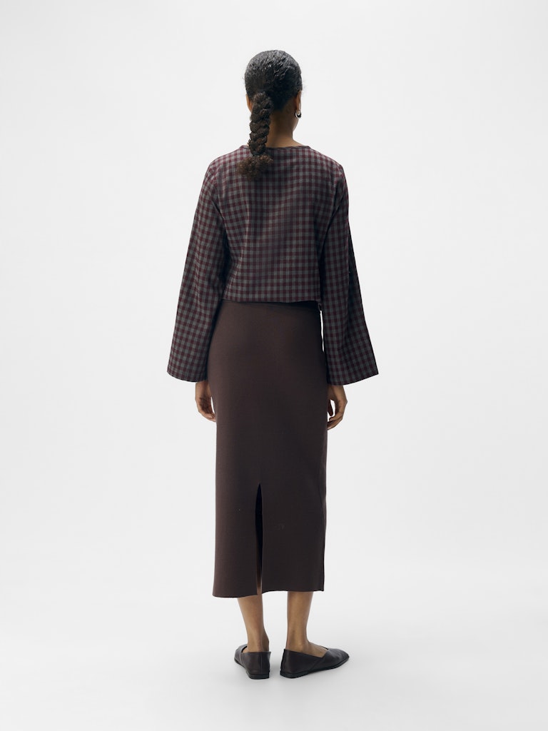 OBJREYNARD HW KNIT SKIRT - Seal Brown