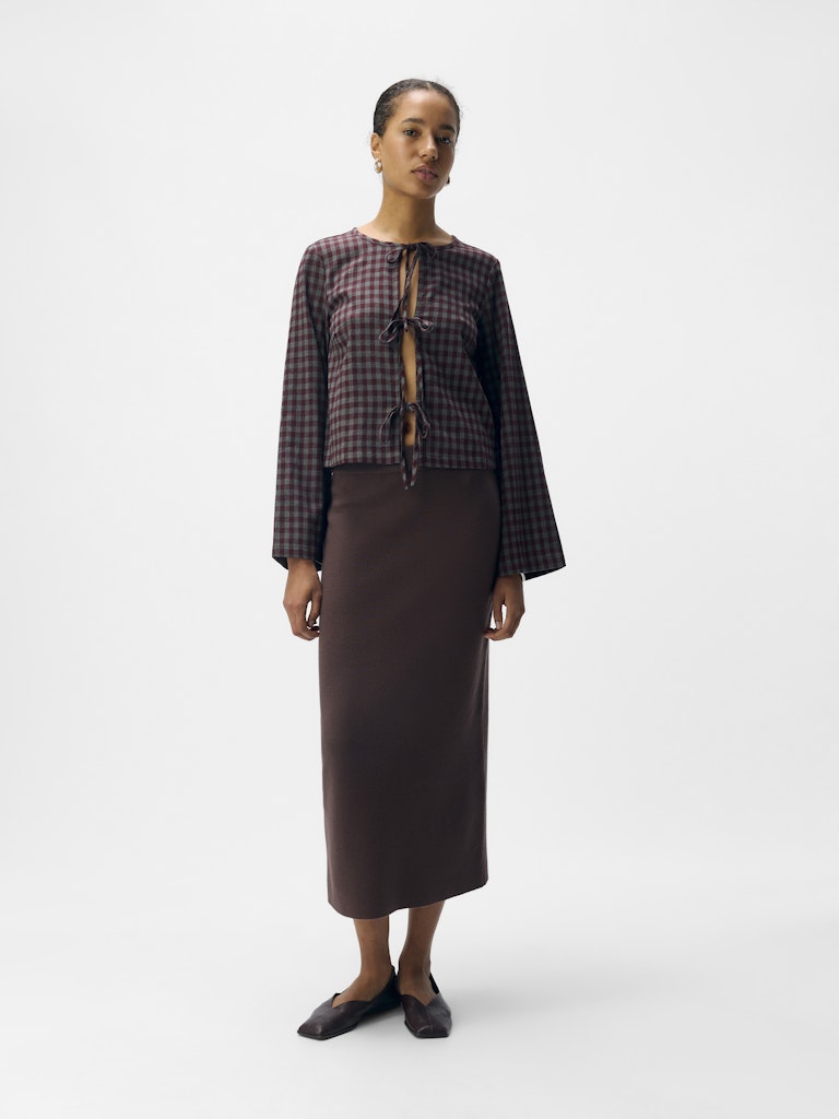 OBJREYNARD HW KNIT SKIRT - Seal Brown