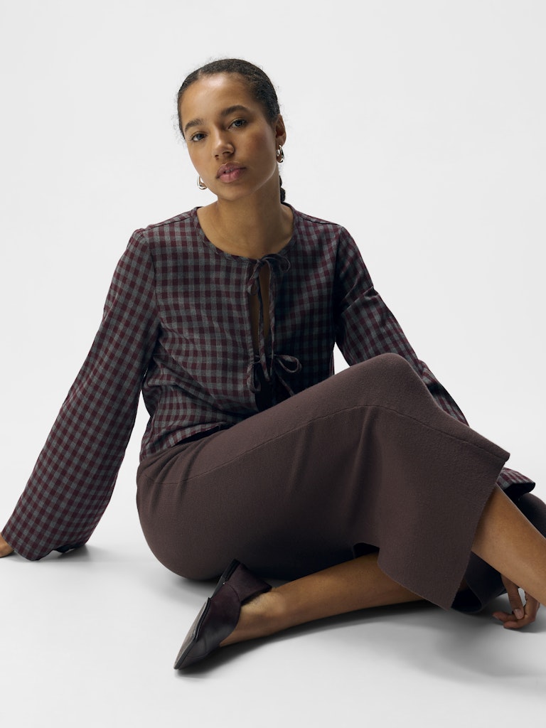 OBJREYNARD HW KNIT SKIRT - Seal Brown