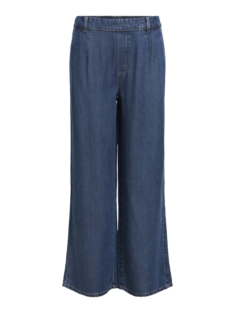 OBJFRAME LISA WIDE MW PANTS - Dark Blue Denim