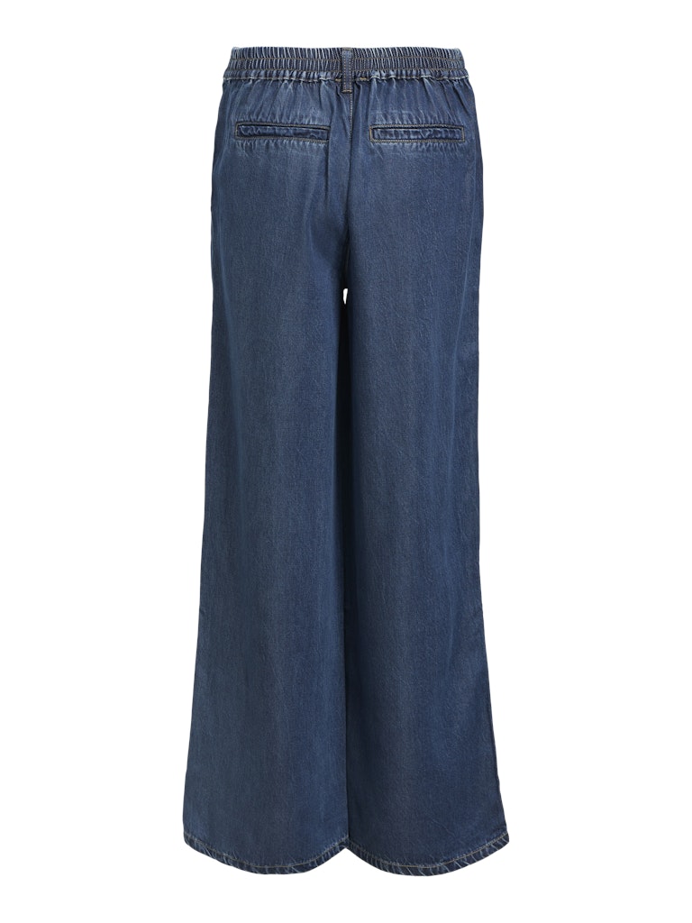 OBJFRAME LISA WIDE MW PANTS - Dark Blue Denim