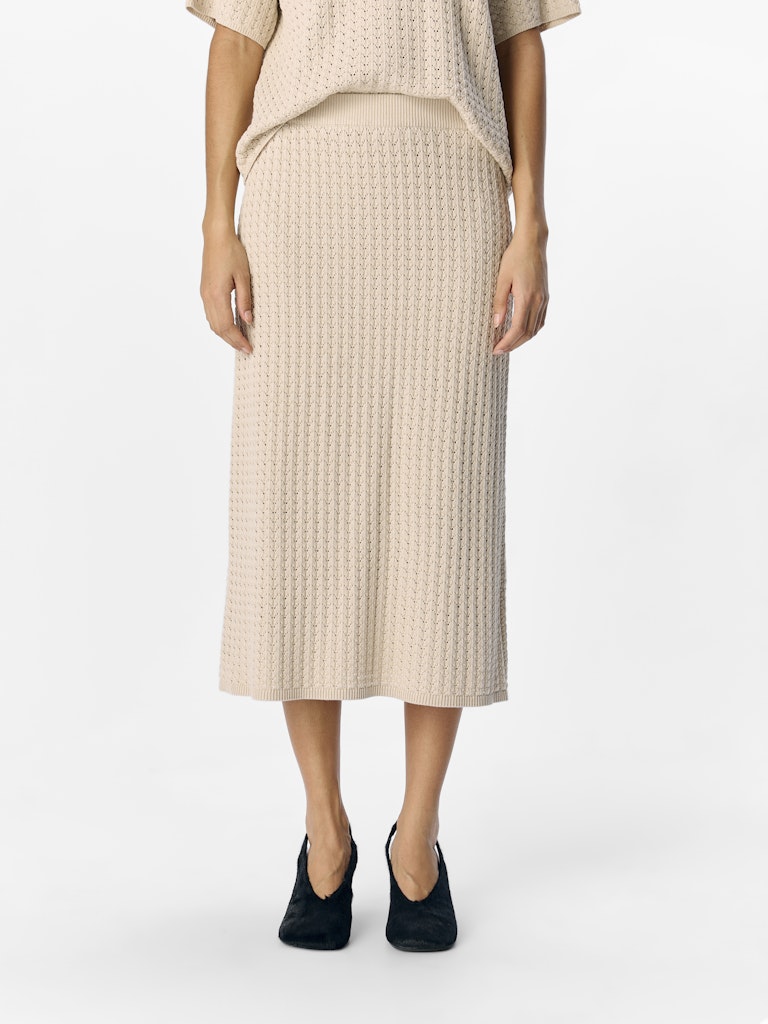 OBJESTER MW RE MIDI PATTERN SKIRT - Sandshell