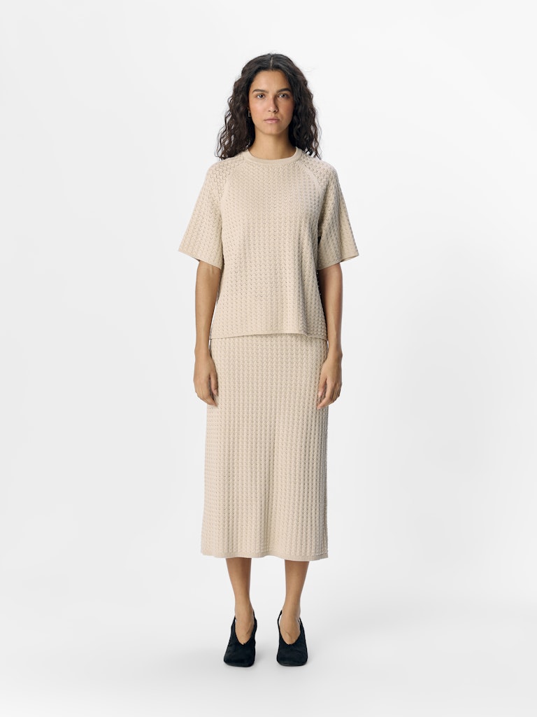 OBJESTER MW RE MIDI PATTERN SKIRT - Sandshell