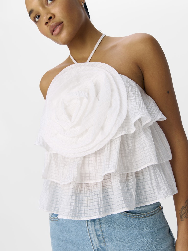 OBJBRITNEY S/L HALTERNECK SINGLET - White