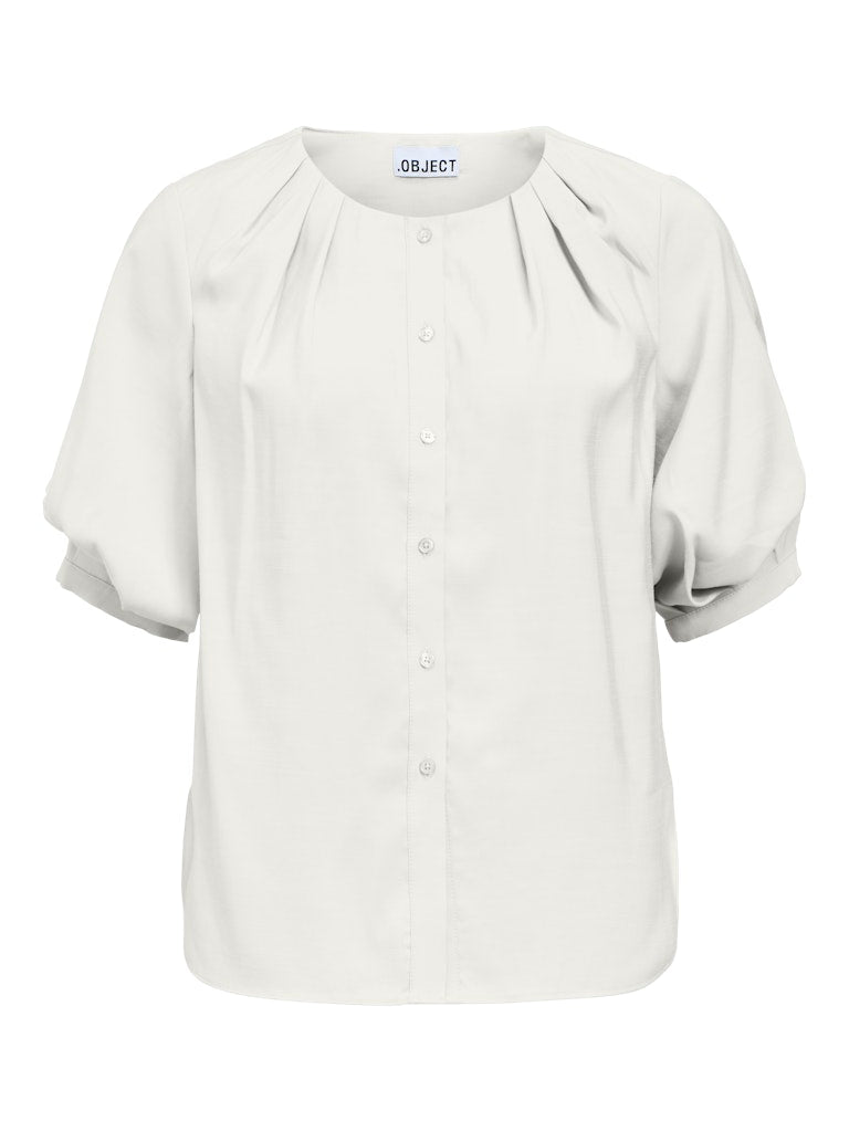 OBJANASTASIA 2/4 PLEAT SHIRT SS - Cloud Dancer
