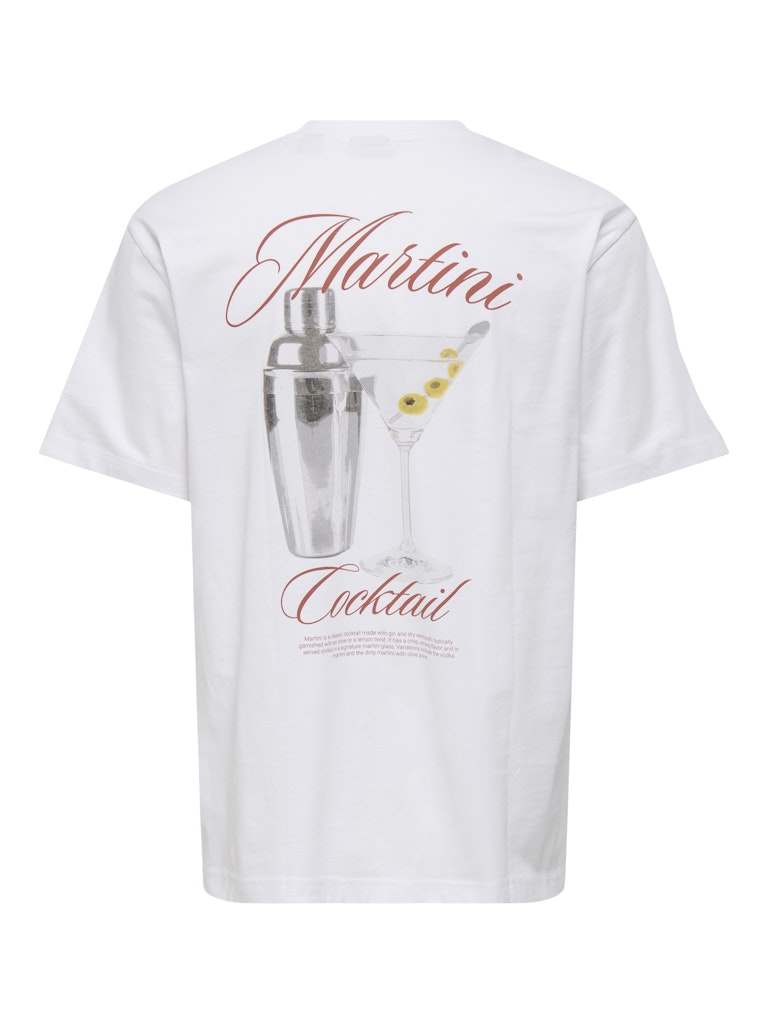 ONSFRED LIFE RLX SS PRINT TEE - Bright White/Martini