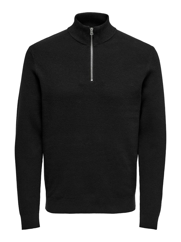 ONSPHIL REG 12 STRUC HALF ZIP KNIT - Black