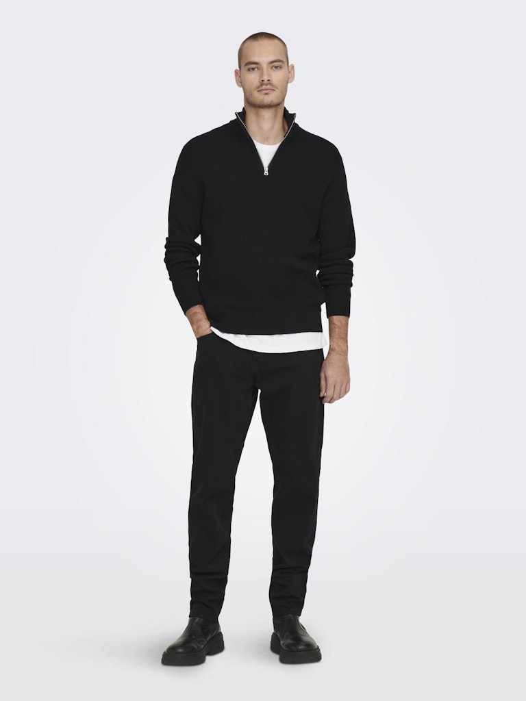 ONSPHIL REG 12 STRUC HALF ZIP KNIT - Black