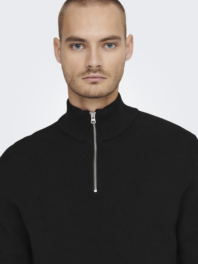 ONSPHIL REG 12 STRUC HALF ZIP KNIT - Black