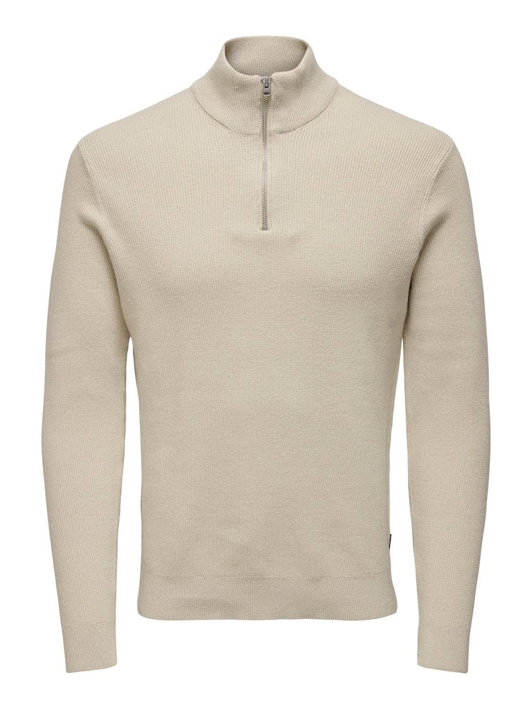 ONSPHIL REG 12 STRUC HALF ZIP KNIT - Silver Lining