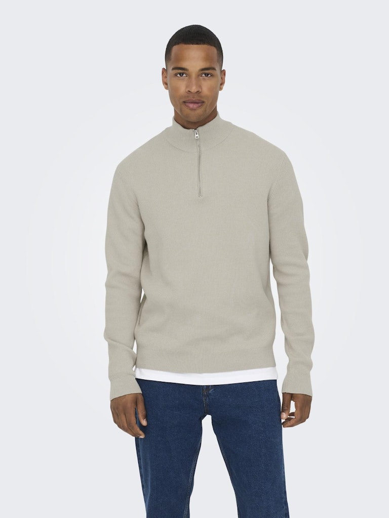 ONSPHIL REG 12 STRUC HALF ZIP KNIT - Silver Lining