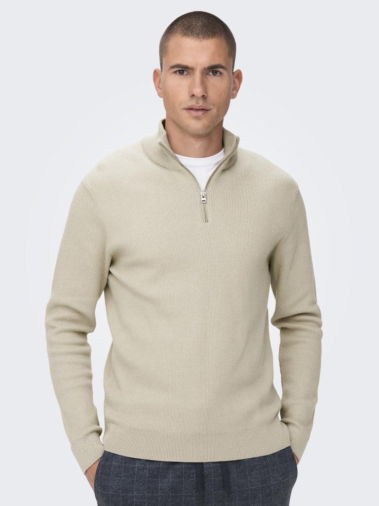 ONSPHIL REG 12 STRUC HALF ZIP KNIT - Silver Lining