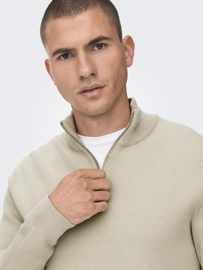 ONSPHIL REG 12 STRUC HALF ZIP KNIT - Silver Lining