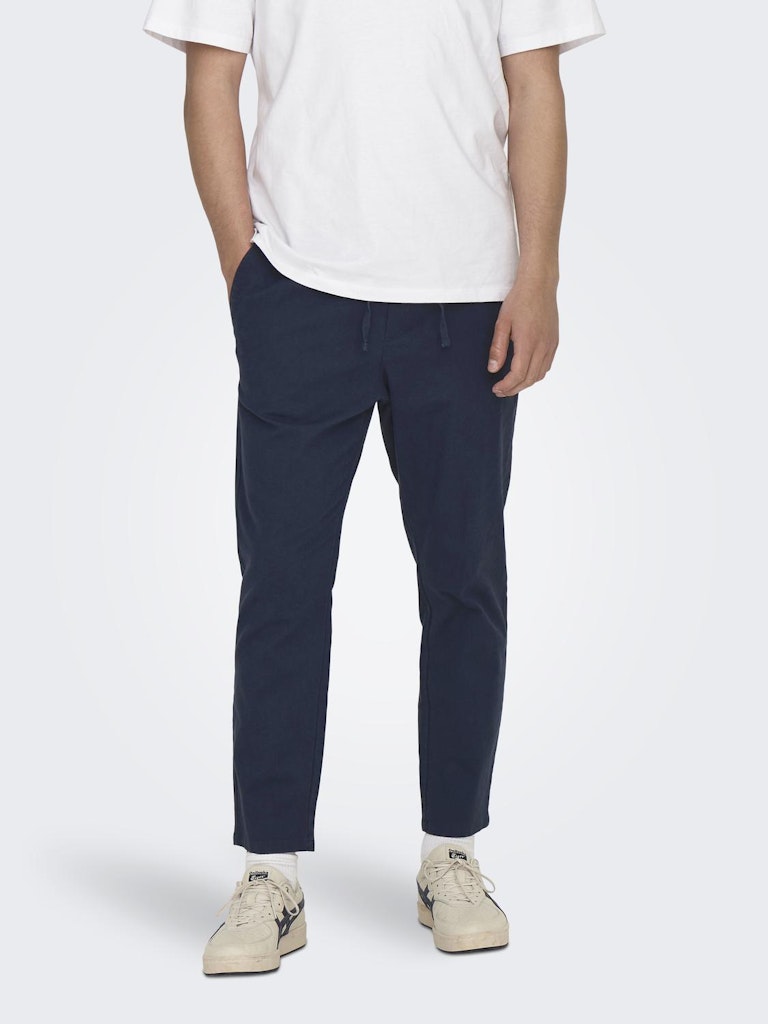 ONSLINUS CROP 0007 COT LIN PANT - Dark Navy