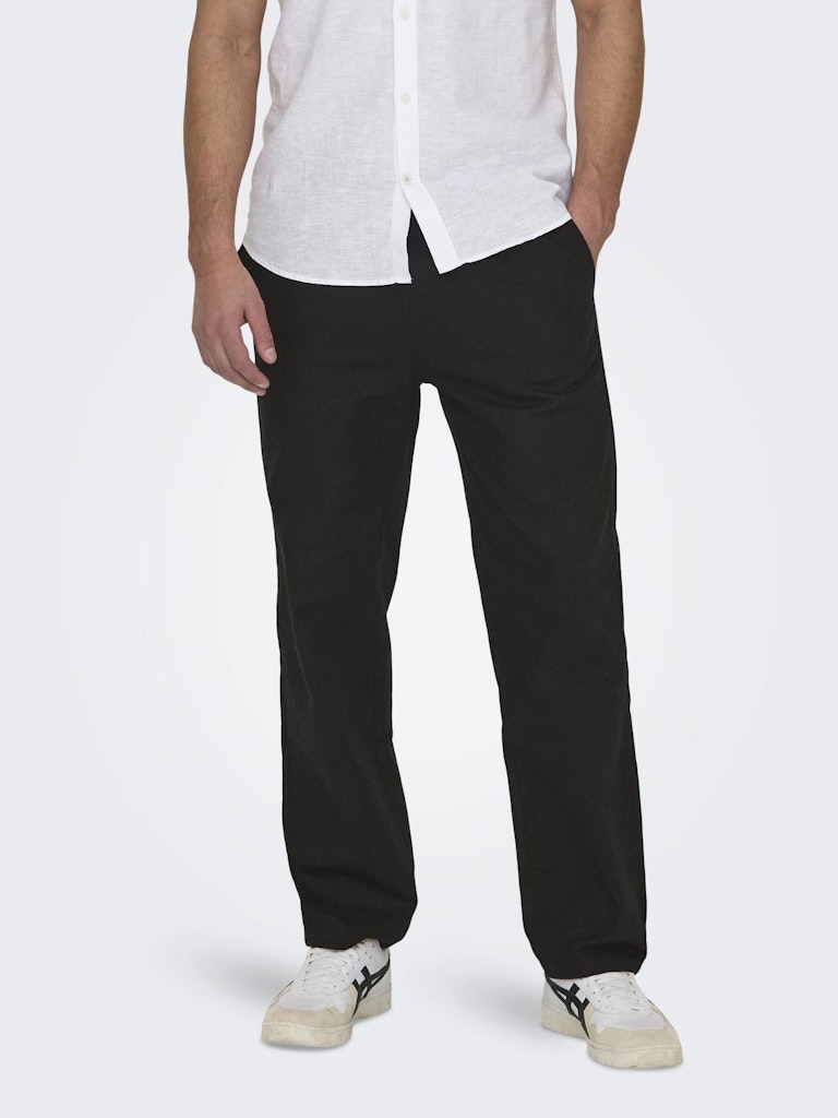 ONSSINUS LOOSE 0007 COT LIN PANT - Black