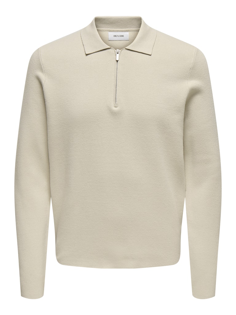 ONSCOOPER REG LS 12 HALF ZIP POLO - Silver Lining