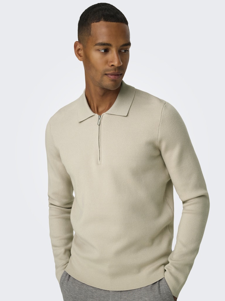ONSCOOPER REG LS 12 HALF ZIP POLO - Silver Lining