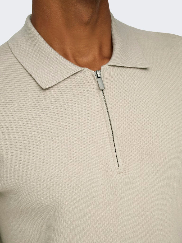 ONSCOOPER REG LS 12 HALF ZIP POLO - Silver Lining