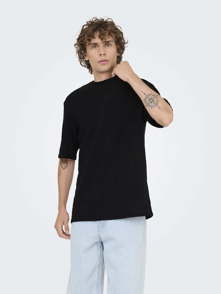 ONSGIVO REG 12 SS CREW KNIT - Black
