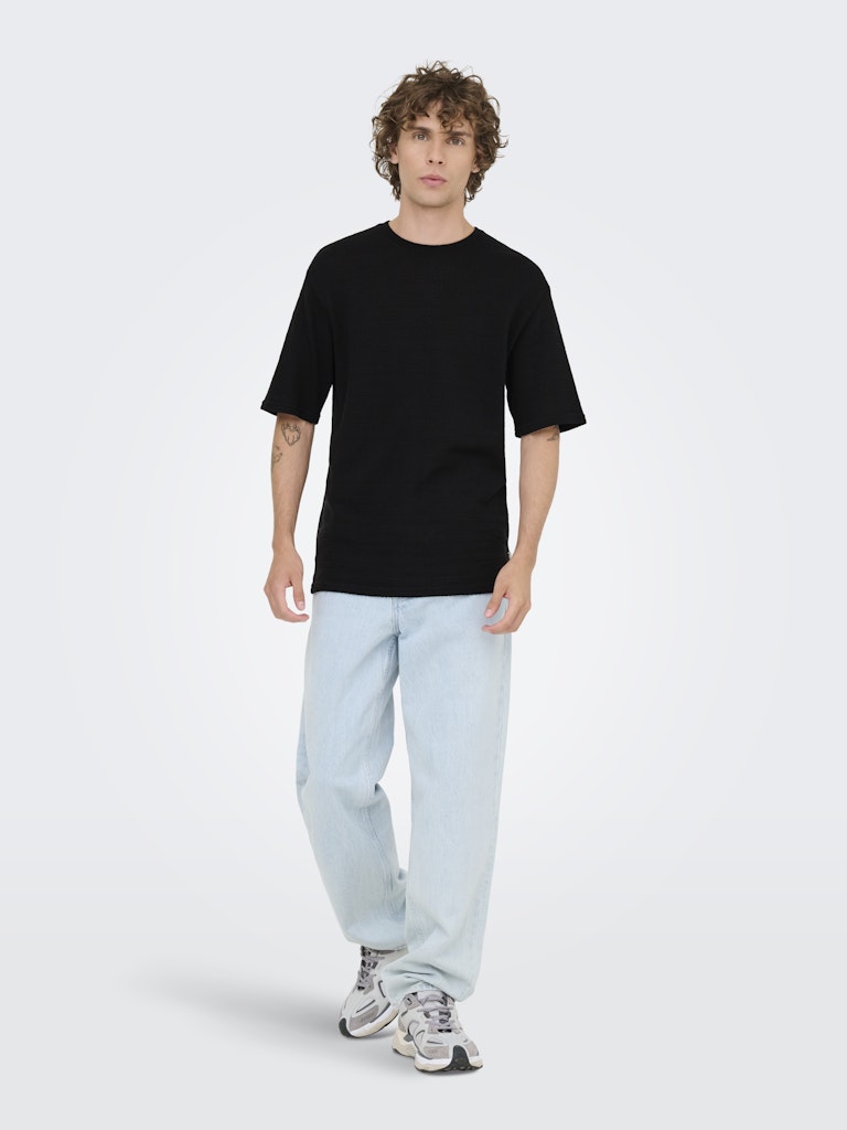 ONSGIVO REG 12 SS CREW KNIT - Black