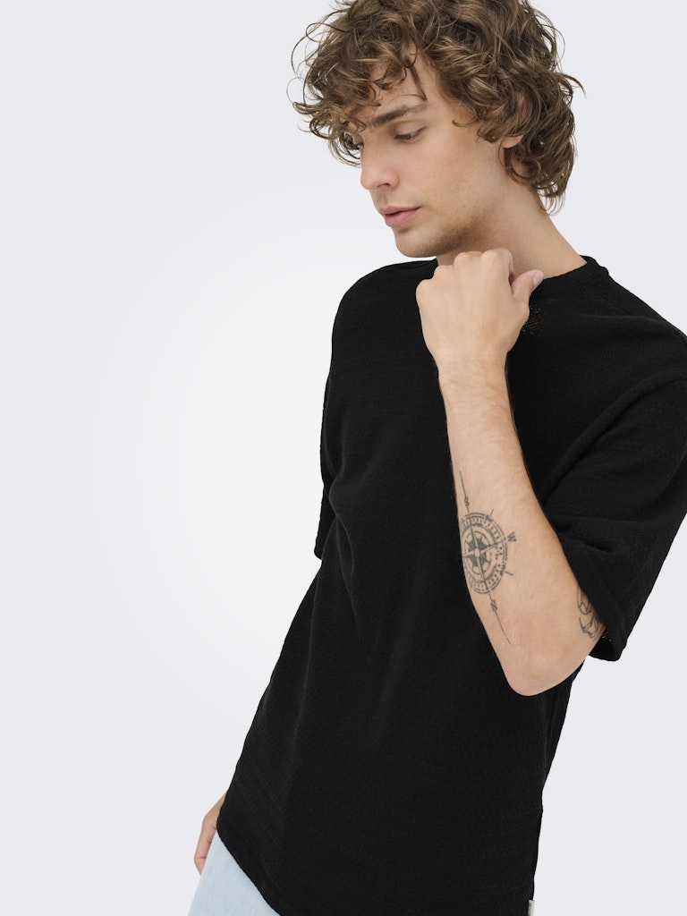 ONSGIVO REG 12 SS CREW KNIT - Black