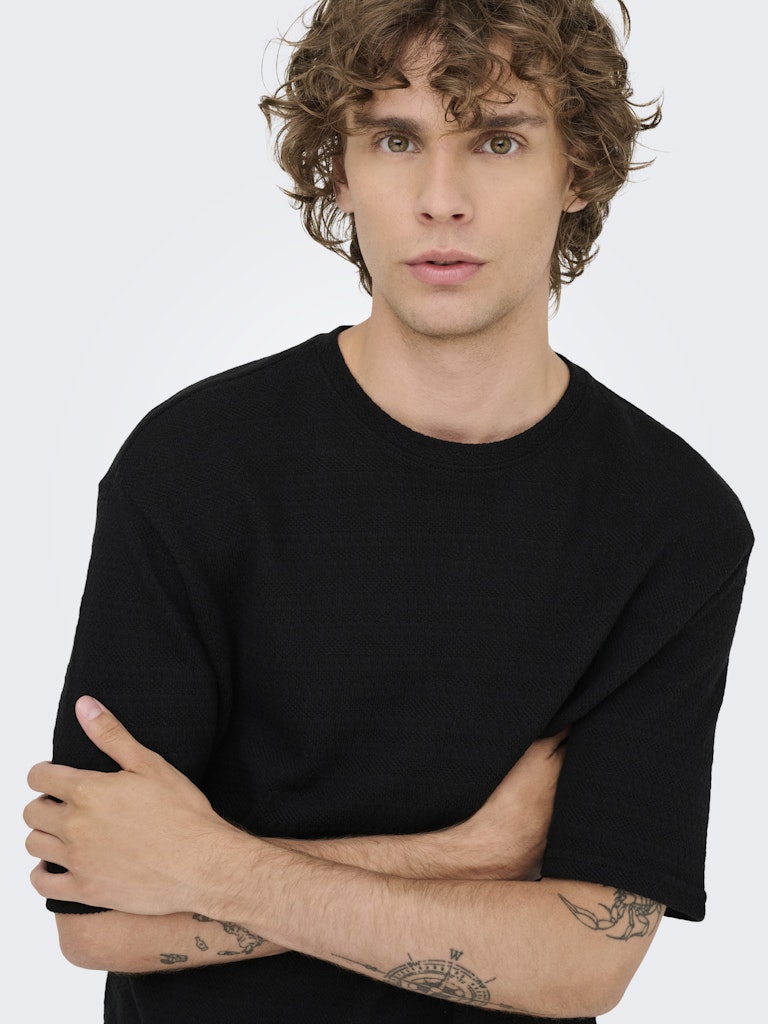 ONSGIVO REG 12 SS CREW KNIT - Black