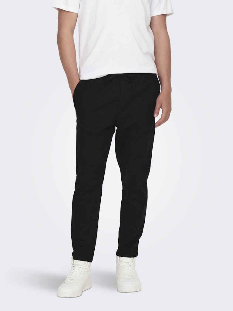 ONSLINUS CROP 0007 COT LIN PANT - Black