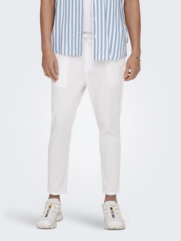 ONSLINUS CROP 0007 COT LIN PANT - Bright White