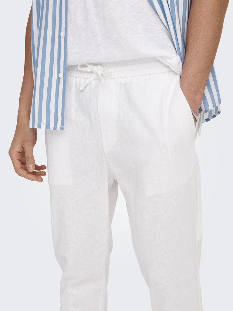 ONSLINUS CROP 0007 COT LIN PANT - Bright White