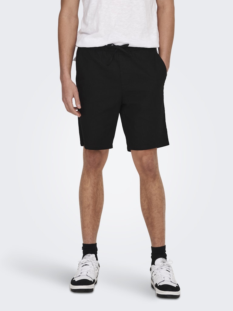 ONSLINUS 0007 COT LIN SHORTS - Black