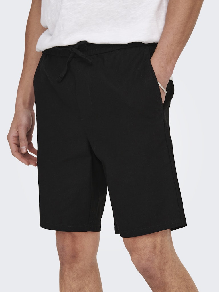 ONSLINUS 0007 COT LIN SHORTS - Black
