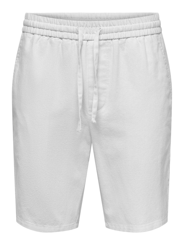 ONSLINUS 0007 COT LIN SHORTS - White