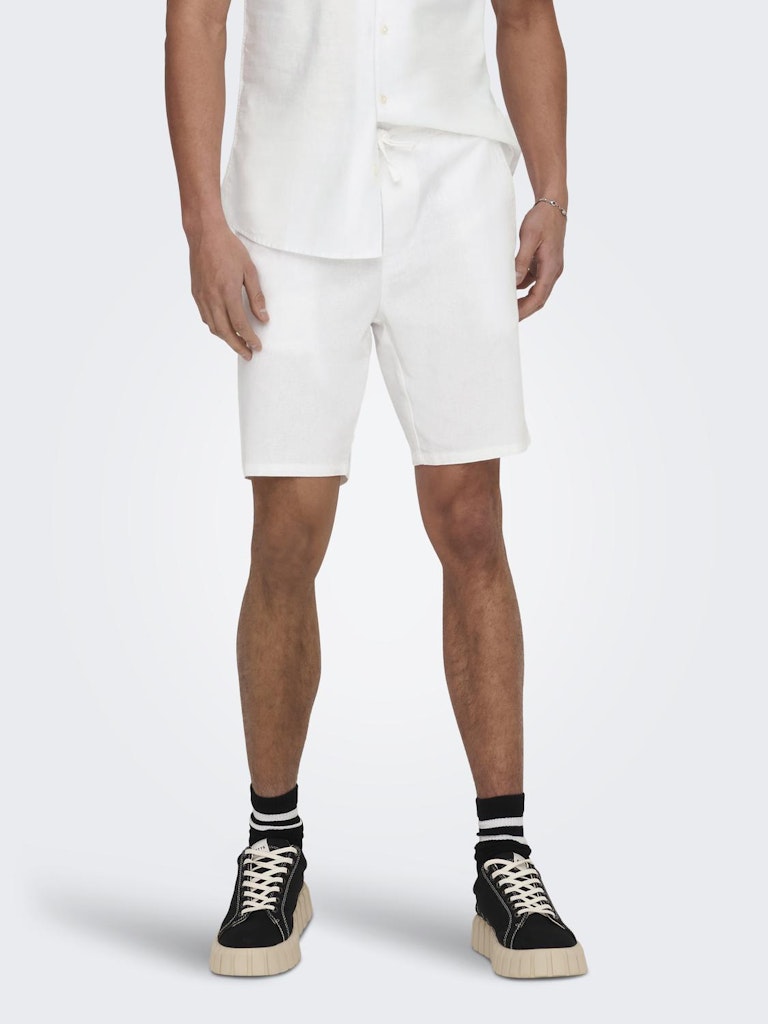 ONSLINUS 0007 COT LIN SHORTS - White