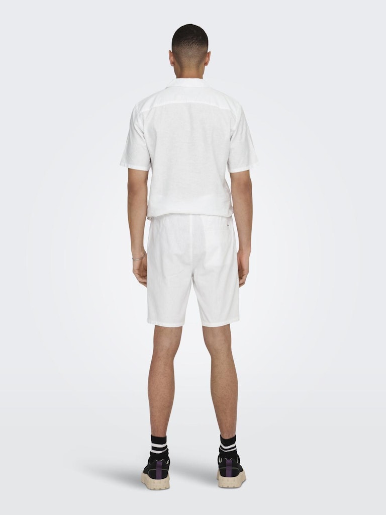 ONSLINUS 0007 COT LIN SHORTS - White