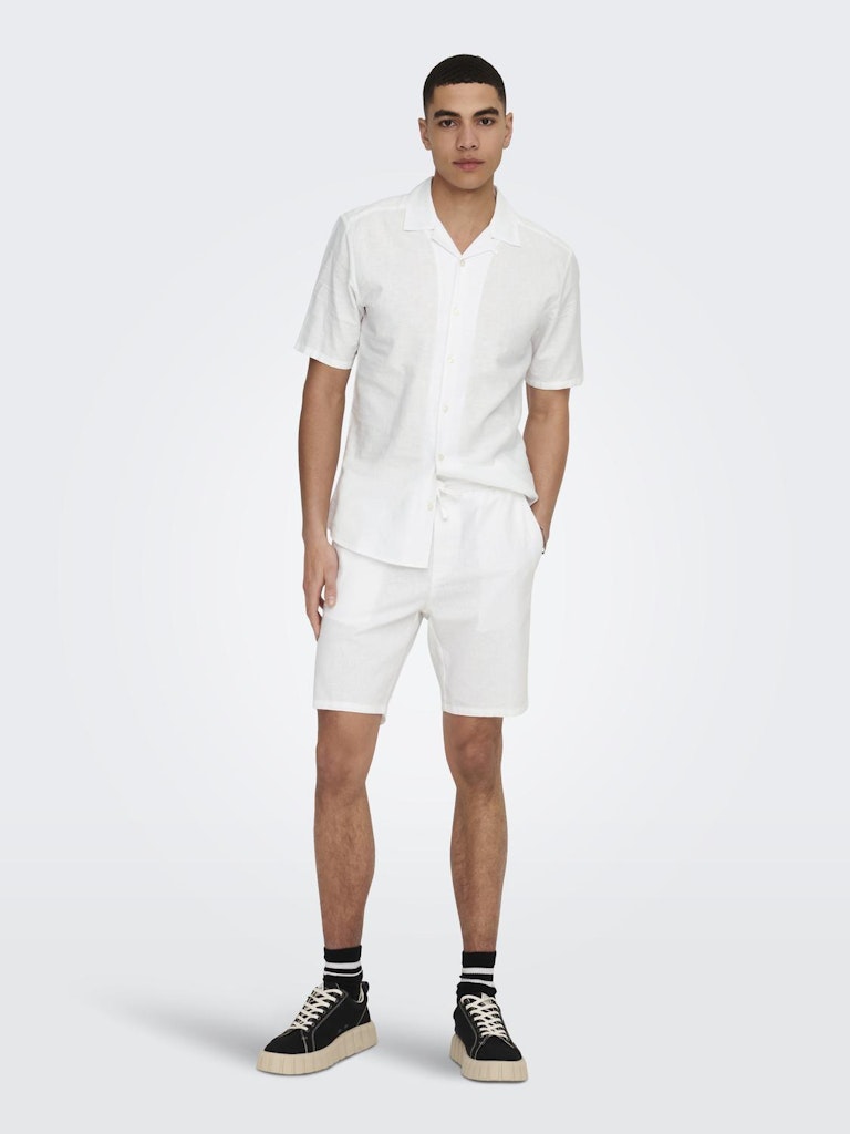 ONSLINUS 0007 COT LIN SHORTS - White