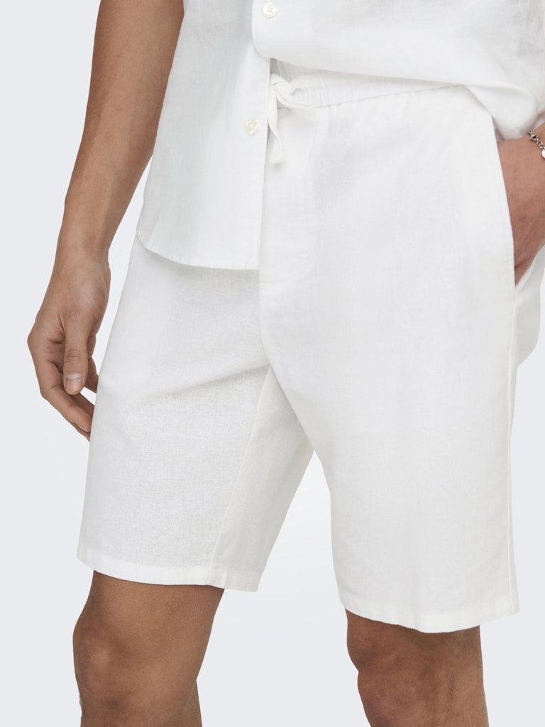 ONSLINUS 0007 COT LIN SHORTS - White