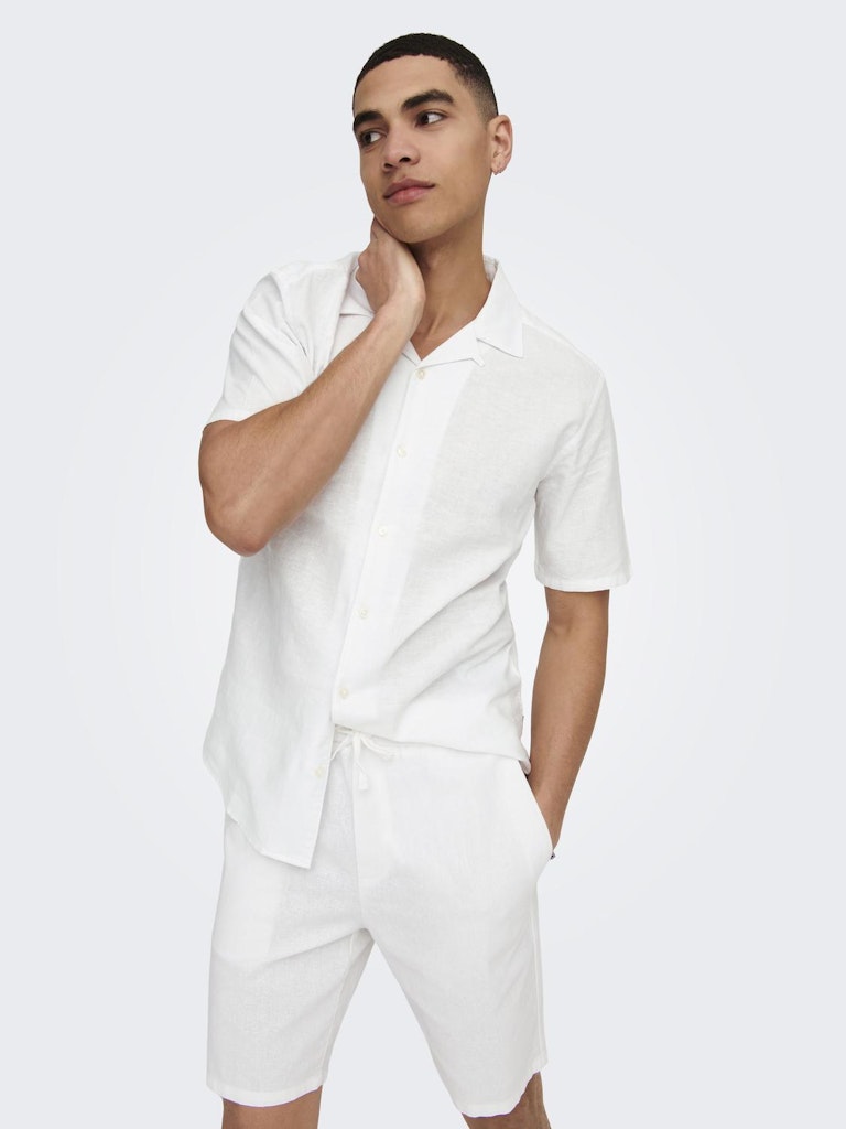 ONSLINUS 0007 COT LIN SHORTS - White